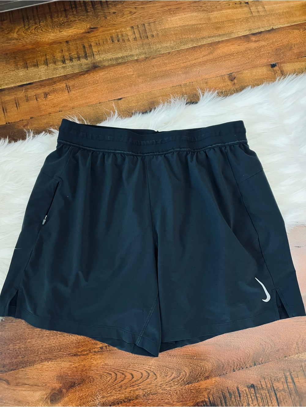 Nike Dri-FIT Men’s Lined Running Shorts Black Size Large Zip Pocket